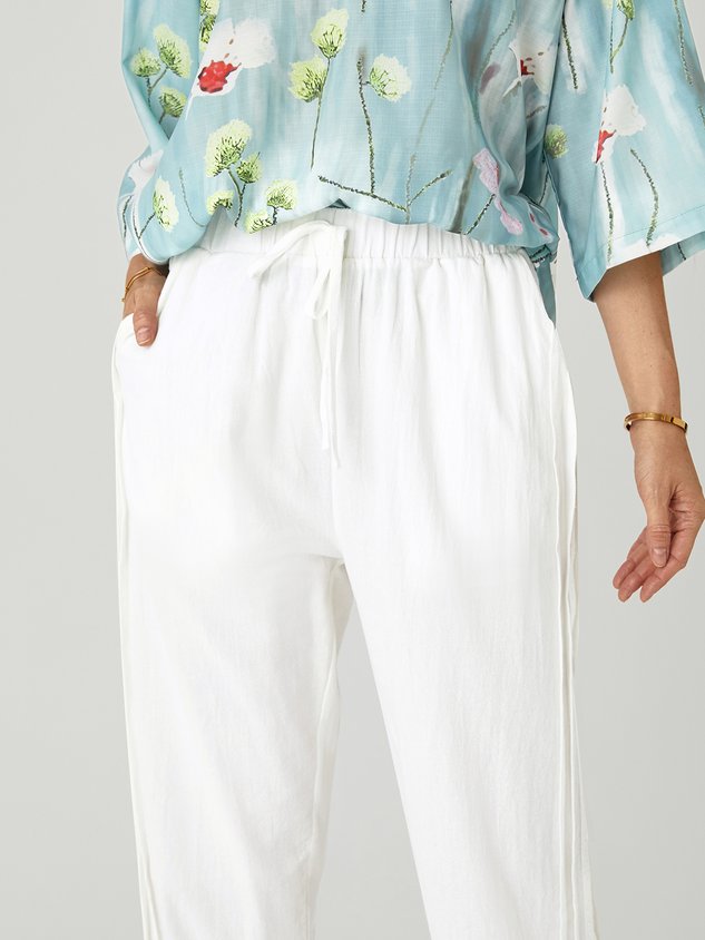 Women's Cotton Linen Lace Pocket Casual Pants